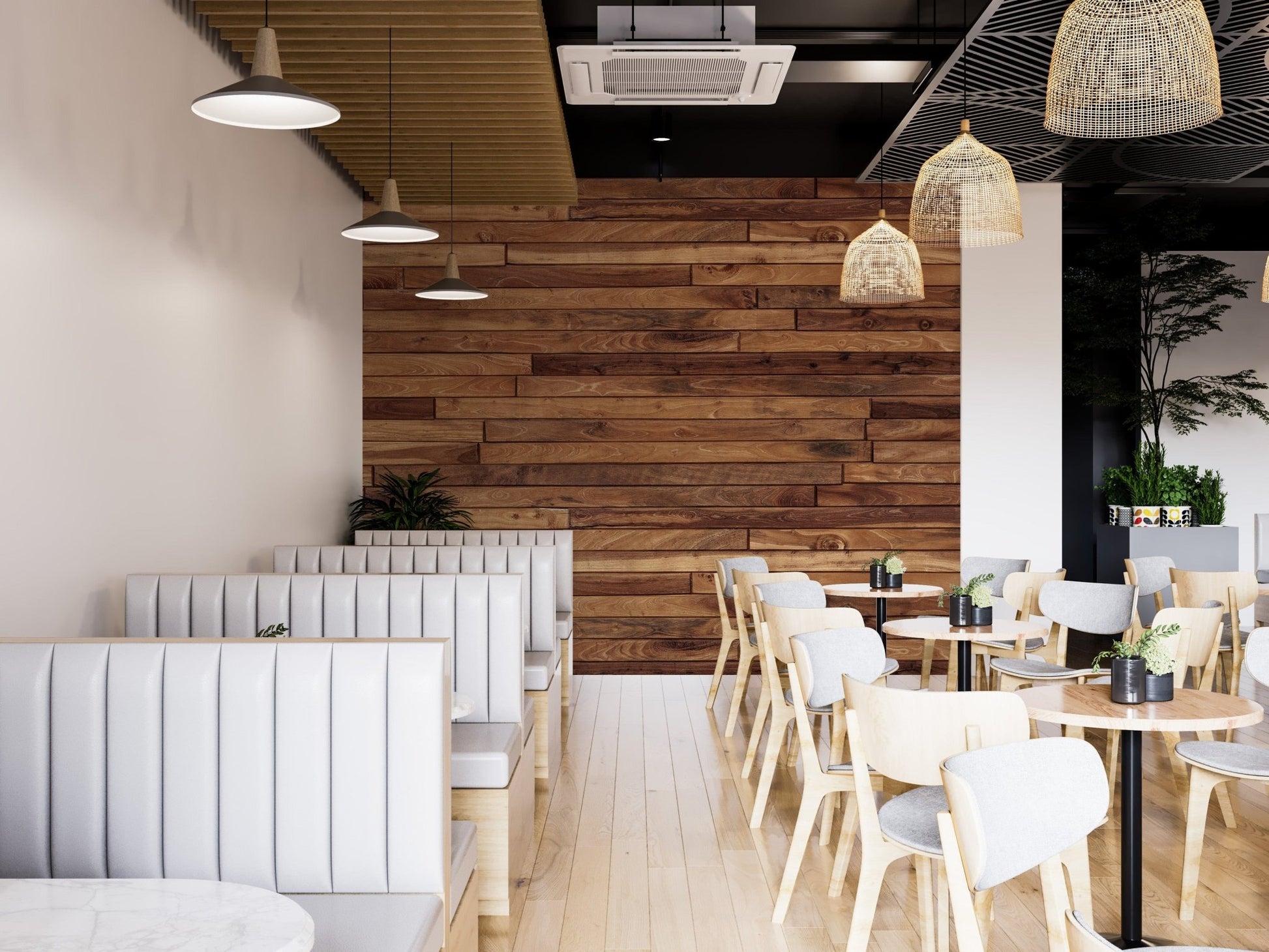 Pine Wood Stipes Interior Wallpaper - Giffywalls