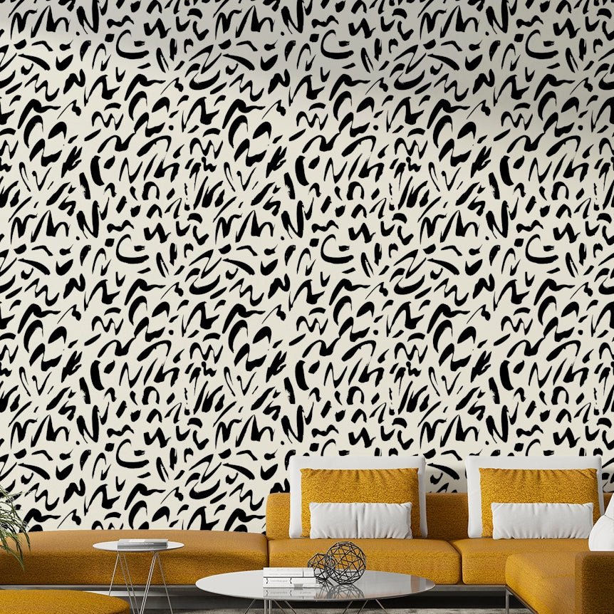 Cheerful brush doodle wallpaper.
