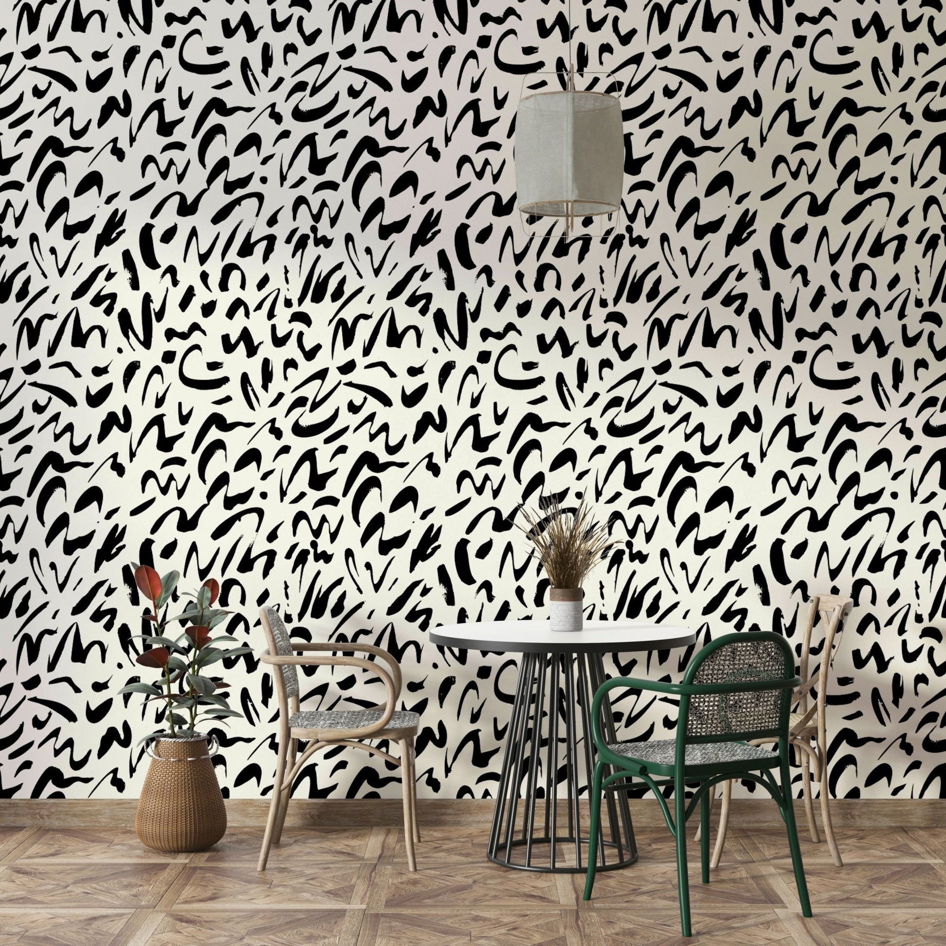 Creative brush lines mural.
