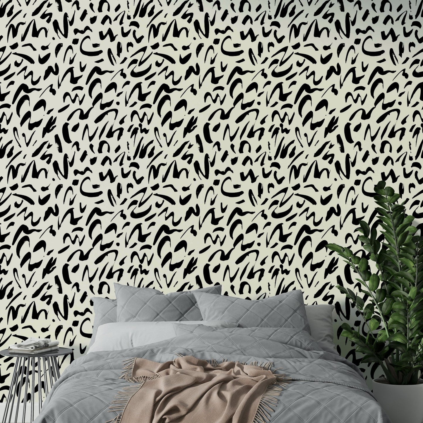 Brush doodle wall mural.
