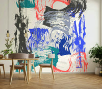 Hand-painted brushstroke wallpaper full view