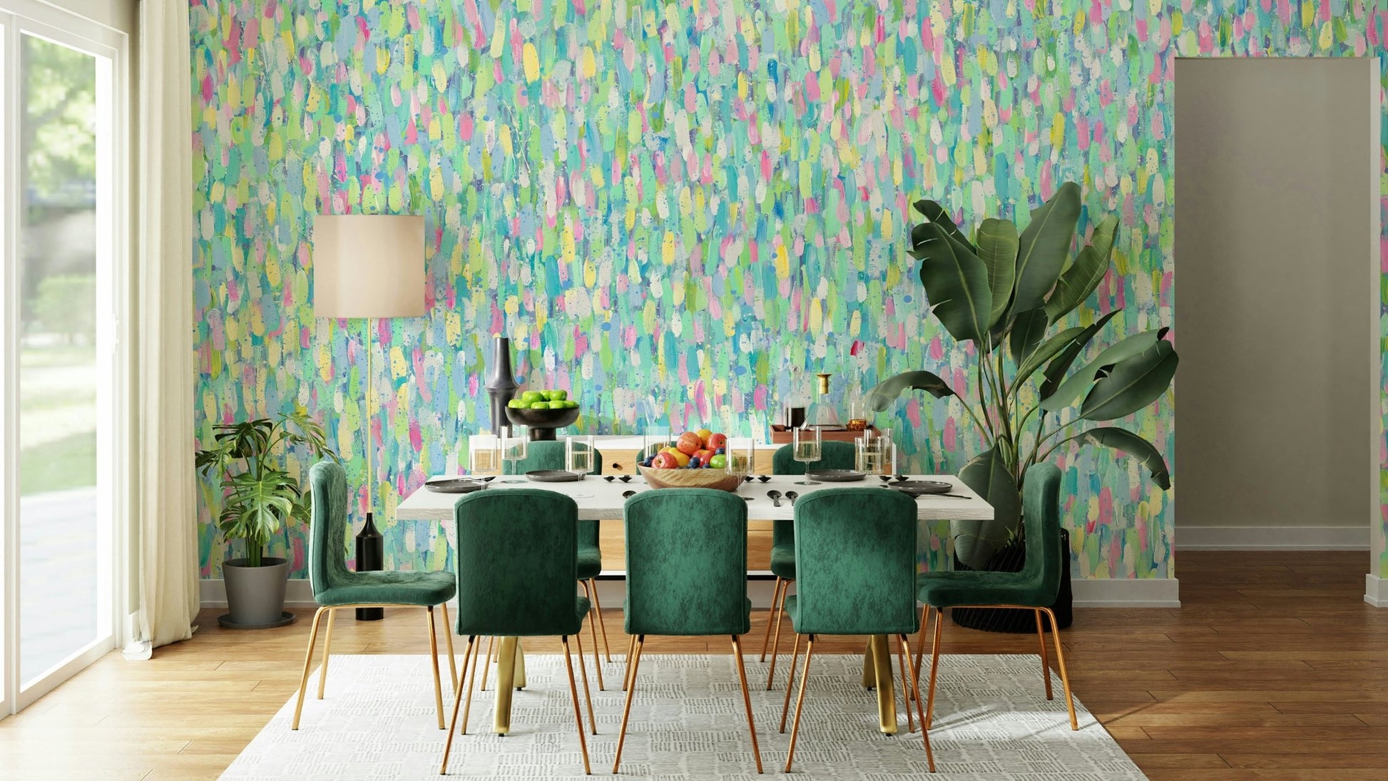 A contemplative subtle brushstroke wallpaper mural for a feature wall.

