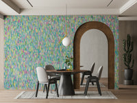 A calming abstract design wallpaper mural that defines a space.


