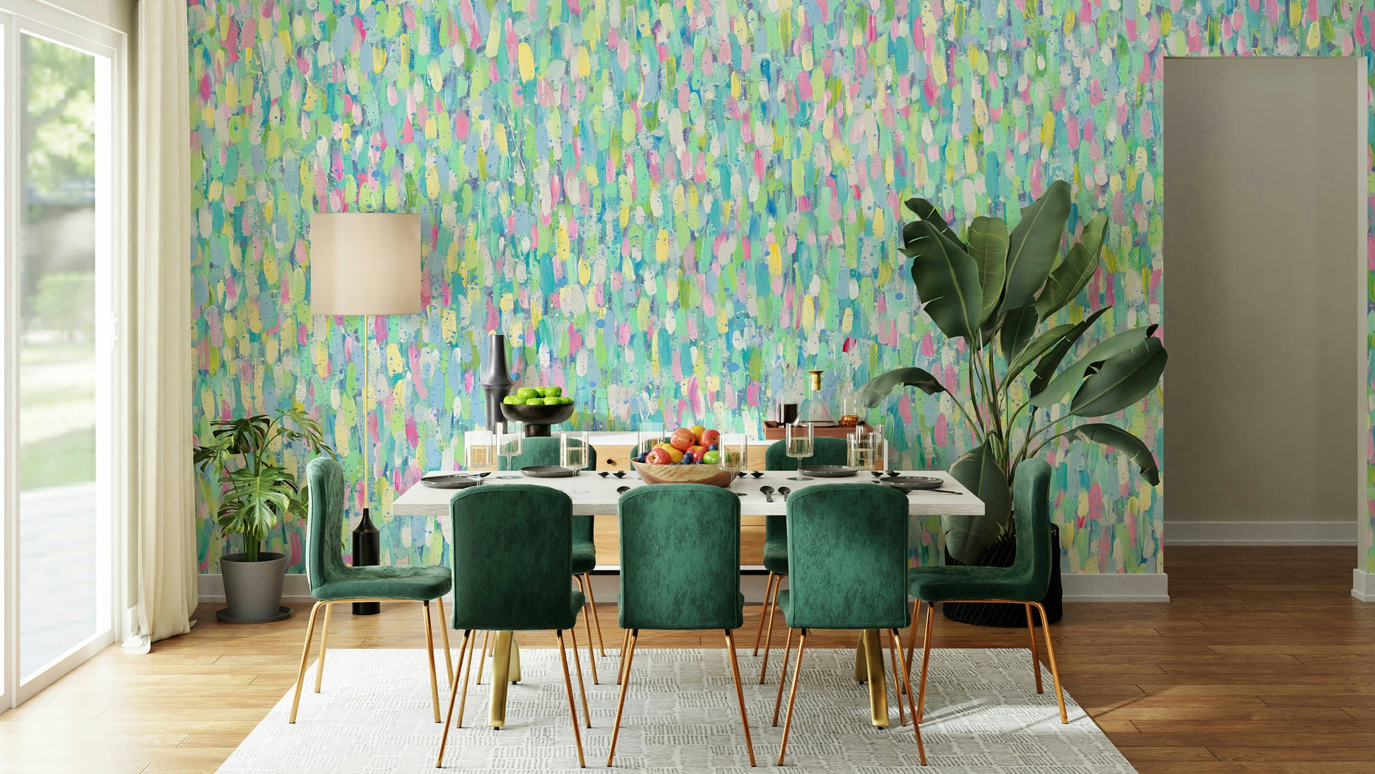 A contemplative subtle brushstroke wallpaper mural for a feature wall.

