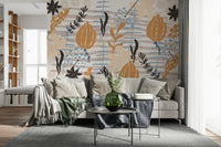 A beautiful modern art wall mural of delicate flowers.
