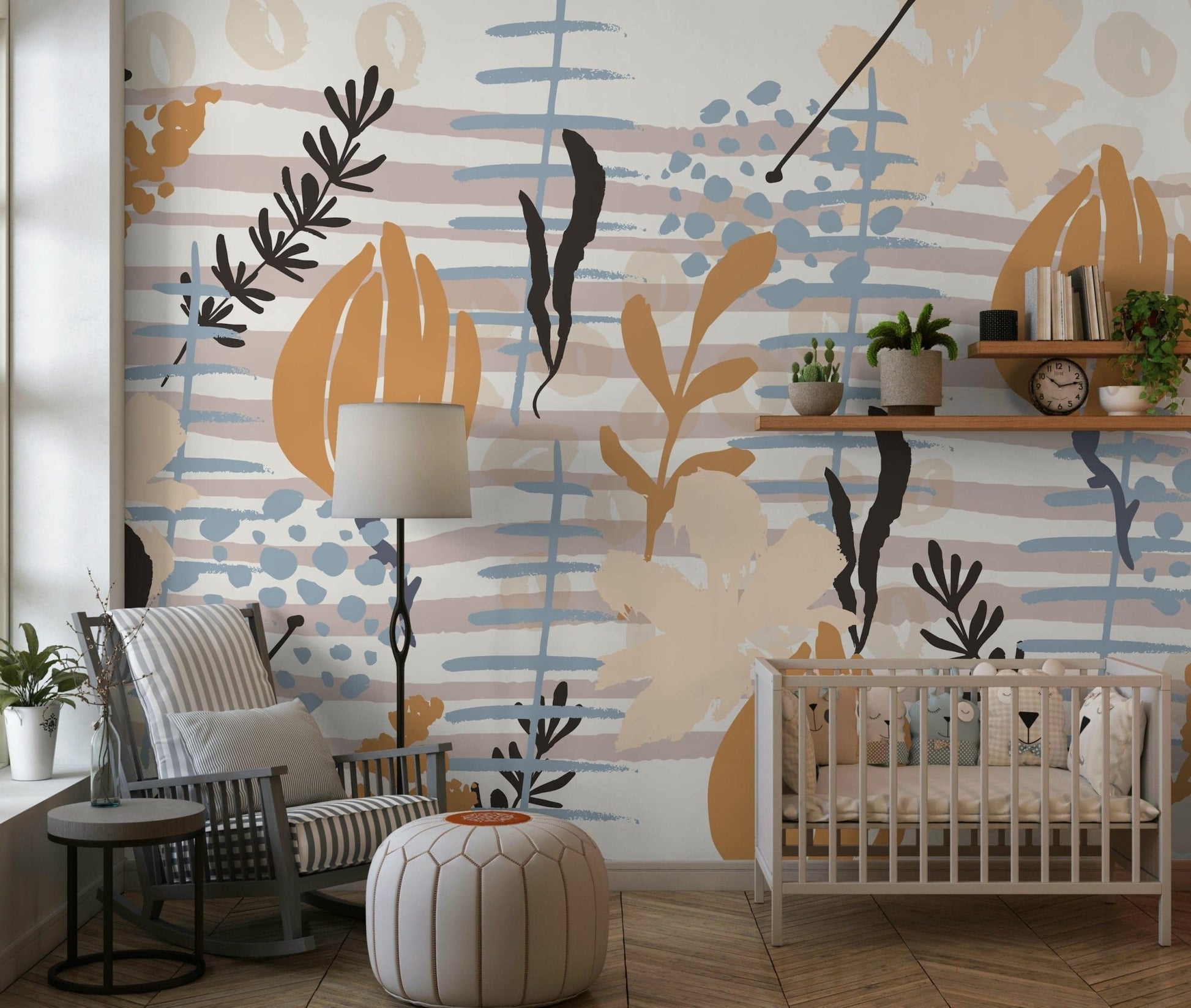 A classic soft floral wallpaper for walls with an artistic look.