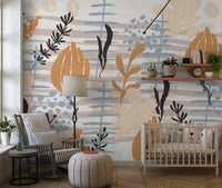 A classic soft floral wallpaper for walls with an artistic look.