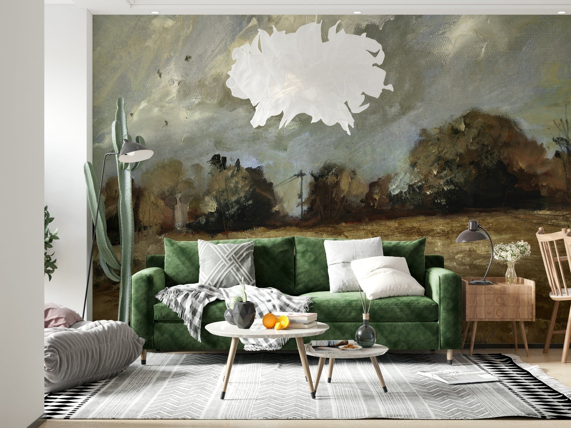 A serene flowing landscape wall mural for your decor.
