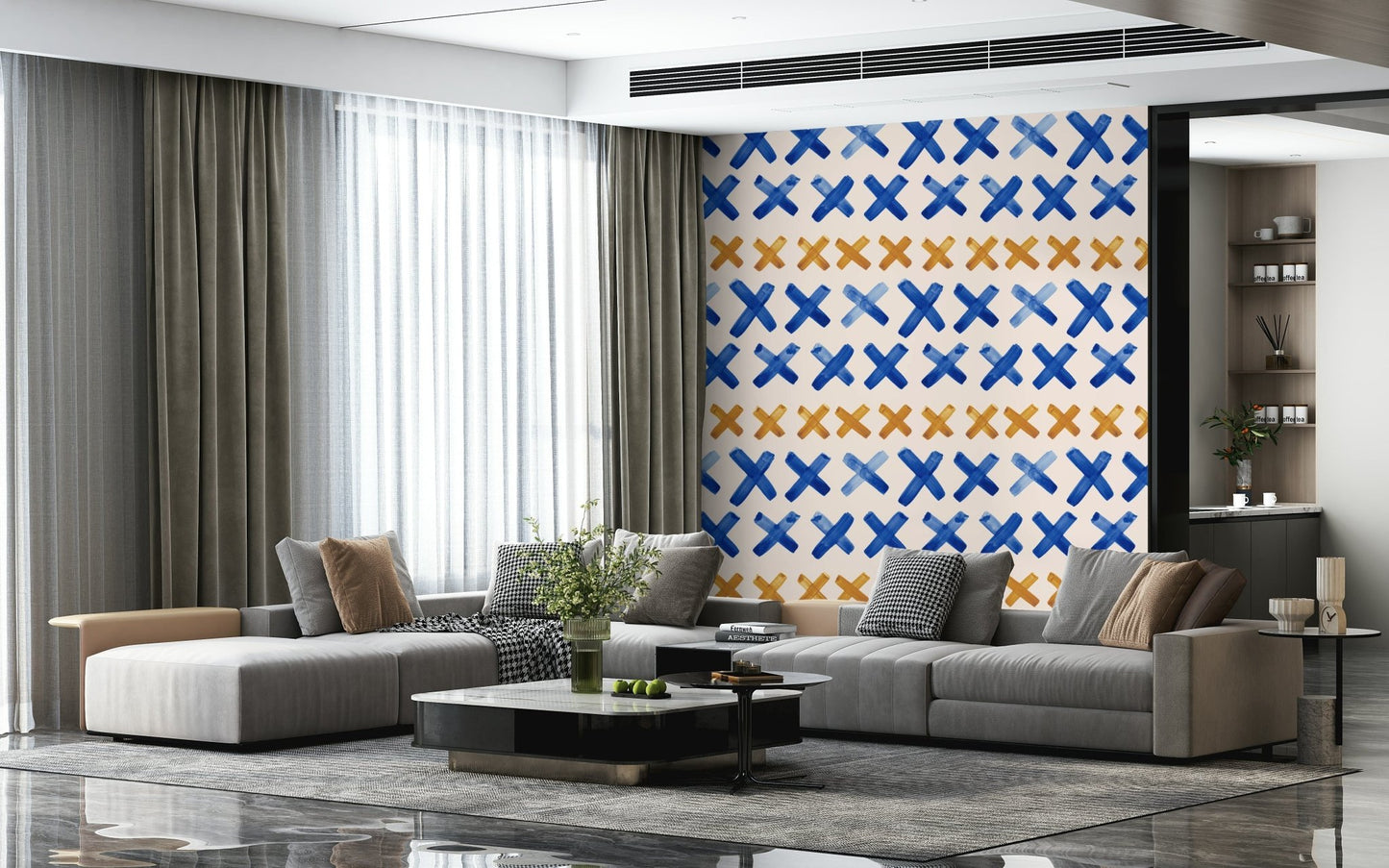 Wall decor idea Brushstroke Crosses Wallpaper pattern, GD6525