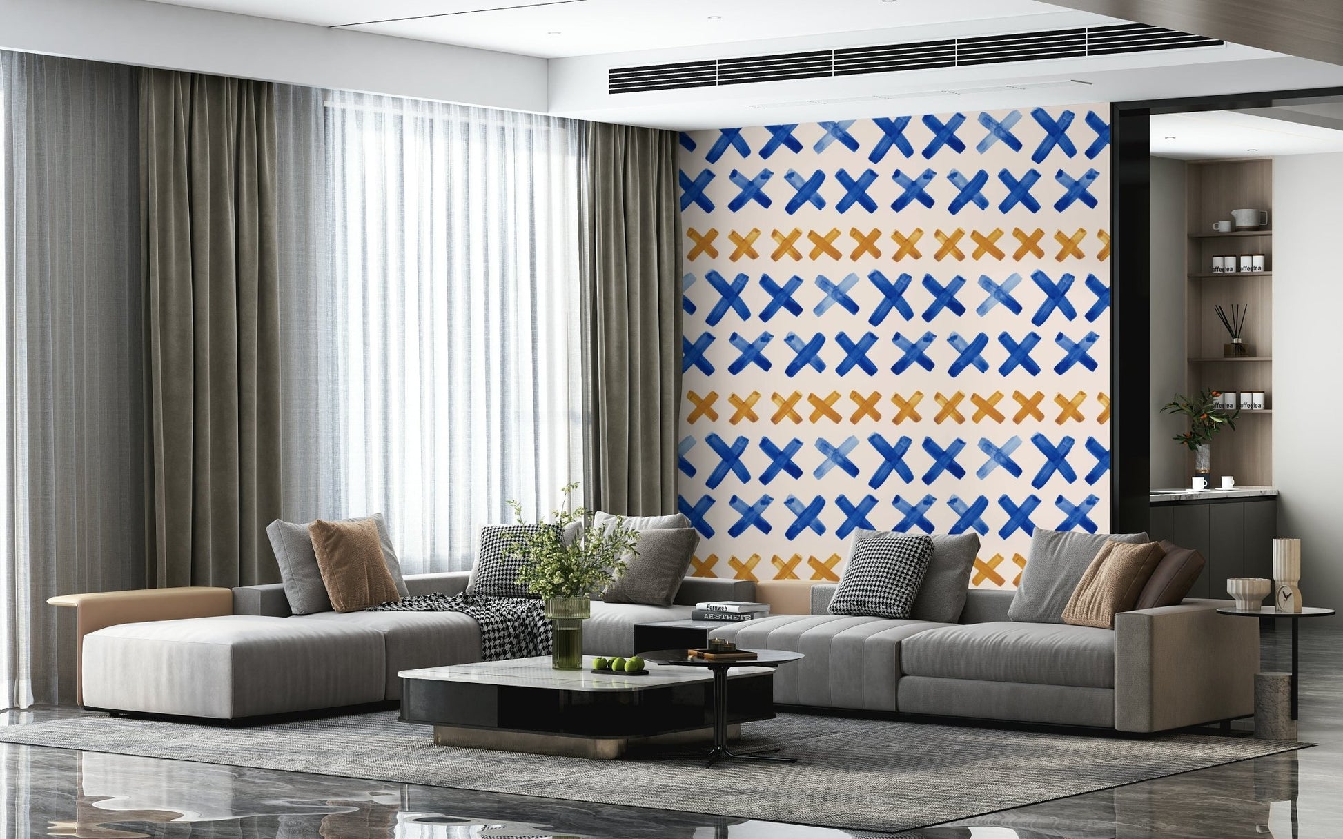 Wall decor idea Brushstroke Crosses Wallpaper pattern, GD6525