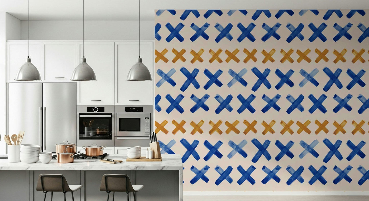 Bold colorful Brushstroke Crosses Wallpaper feature wall, GD6525