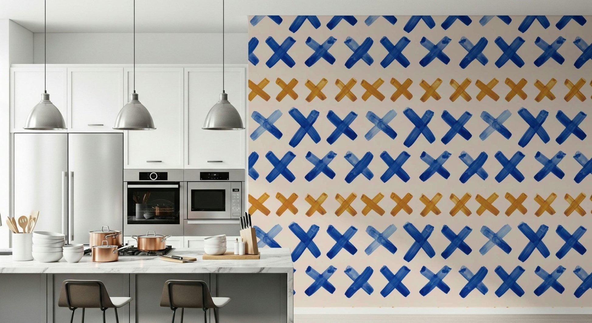 Bold colorful Brushstroke Crosses Wallpaper feature wall, GD6525