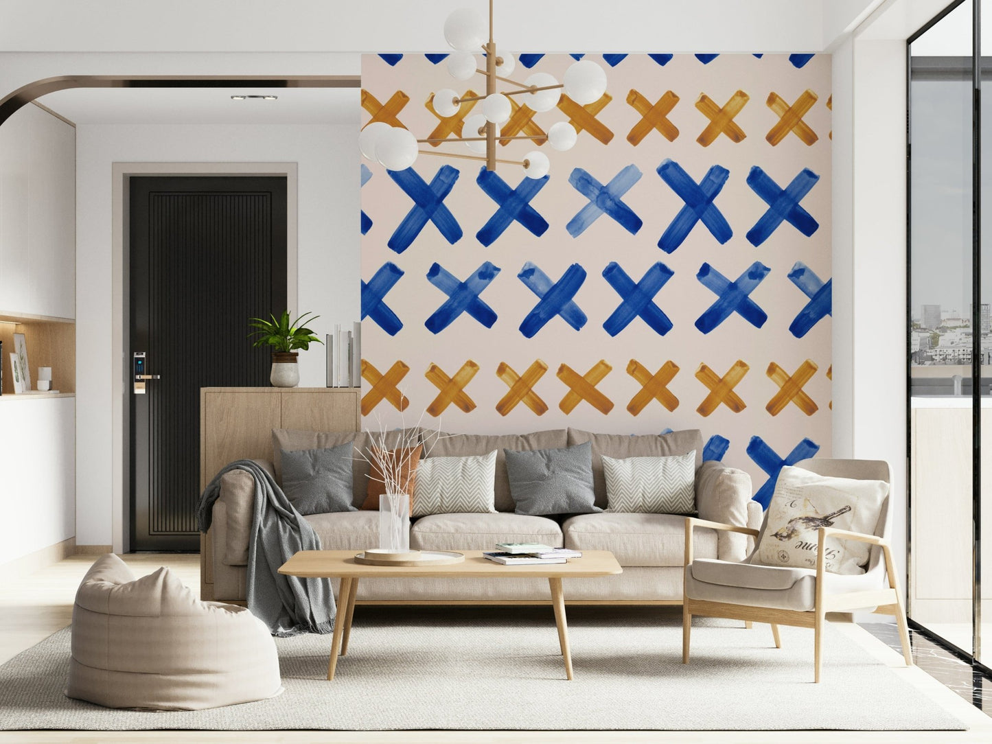 Graphic print style Brushstroke Crosses Wallpaper, GD6525