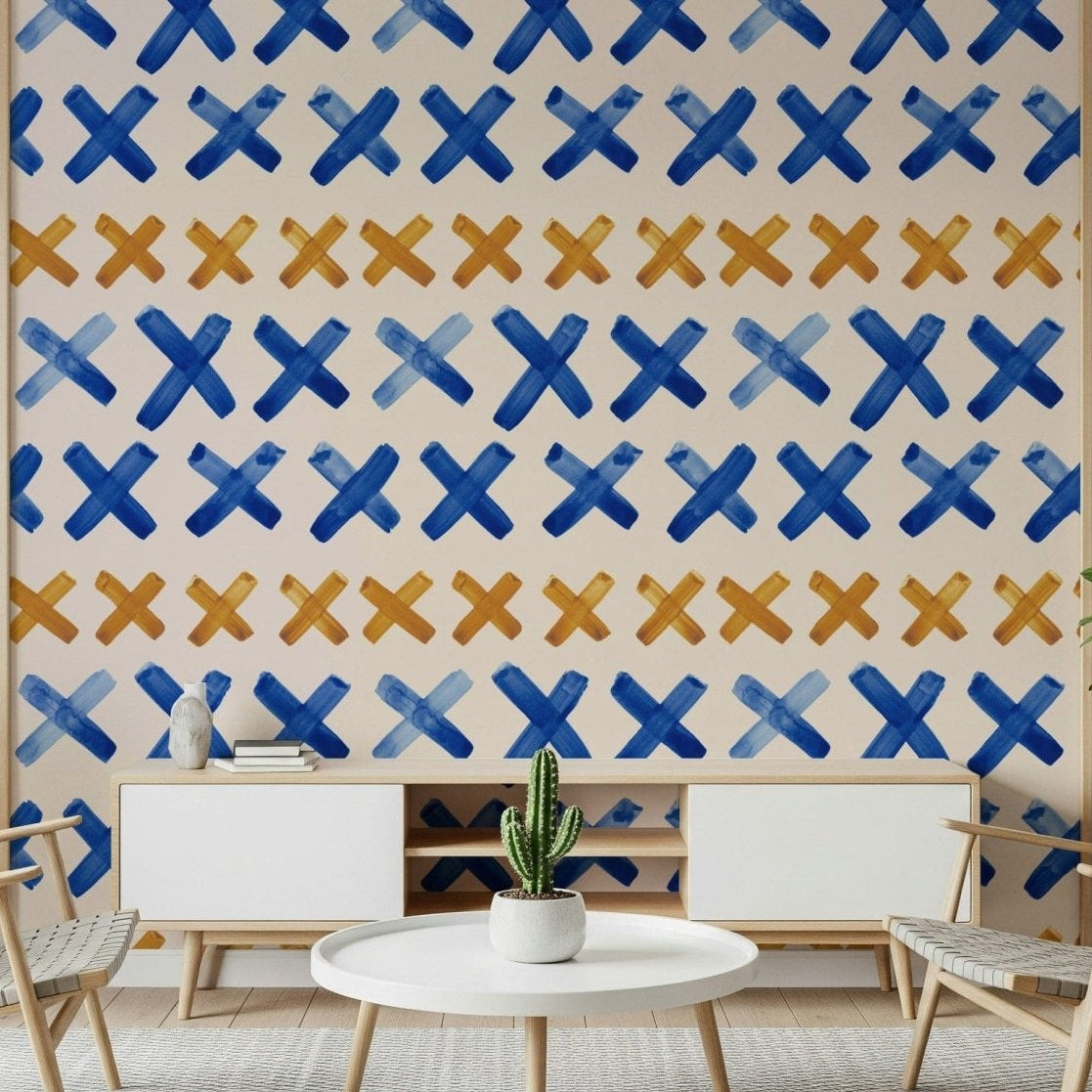 Contemporary room Brushstroke Crosses Wallpaper update, GD6525