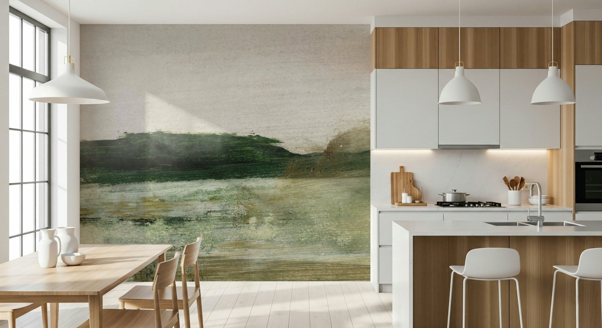 A contemplative gentle wave wallpaper mural for a feature wall., GD5576