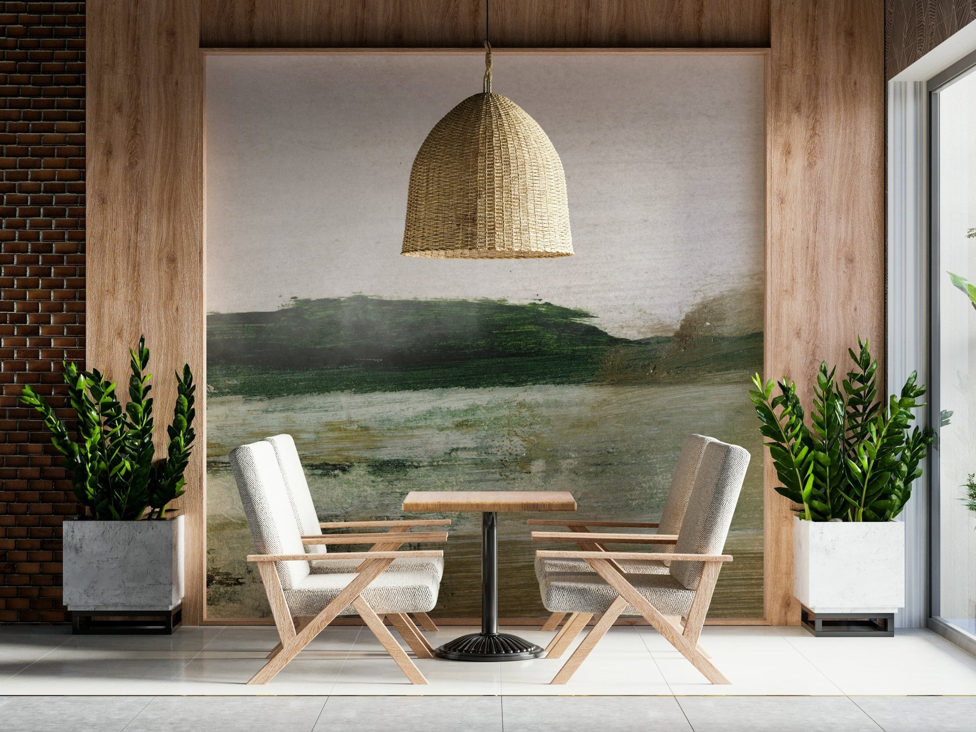 A beautiful abstract horizon wallpaper mural with fluid brushstrokes., GD5576