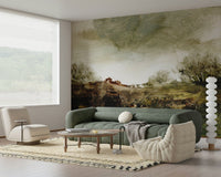 A graceful subtle pattern wall mural in cool, tranquil tones., GD5586
