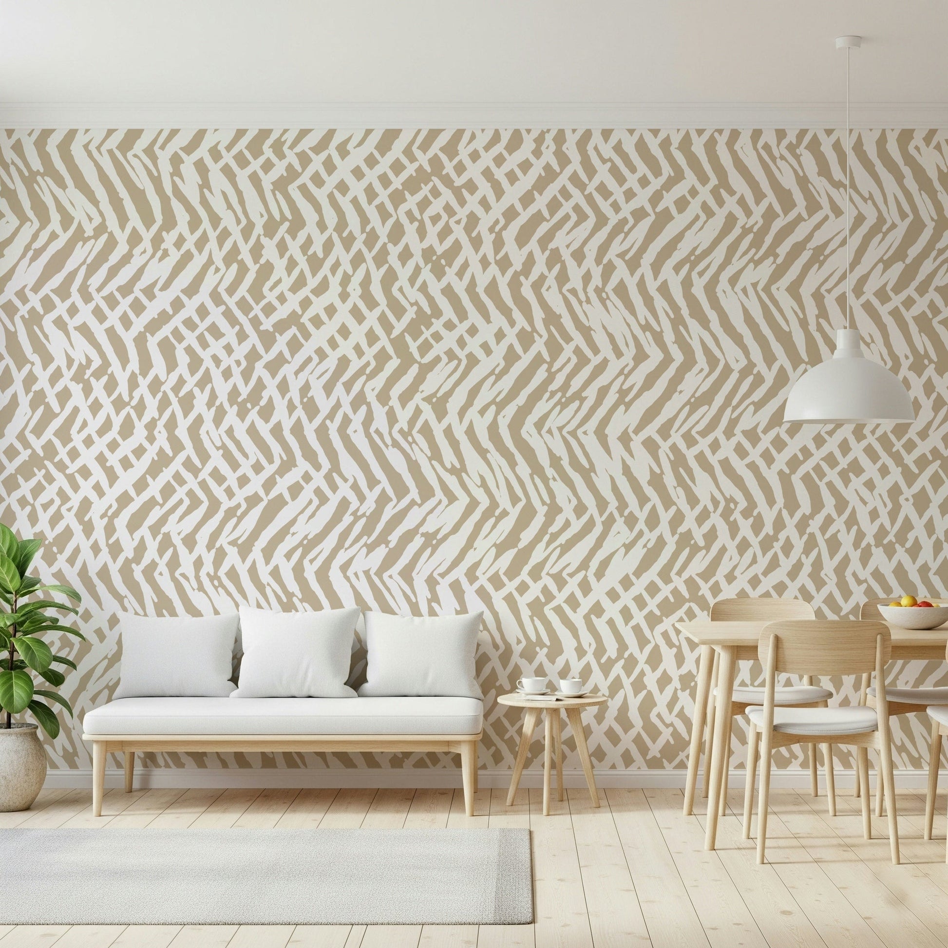 Bedroom feature wall highlighting the subtle lines of Brushstroke Weave.