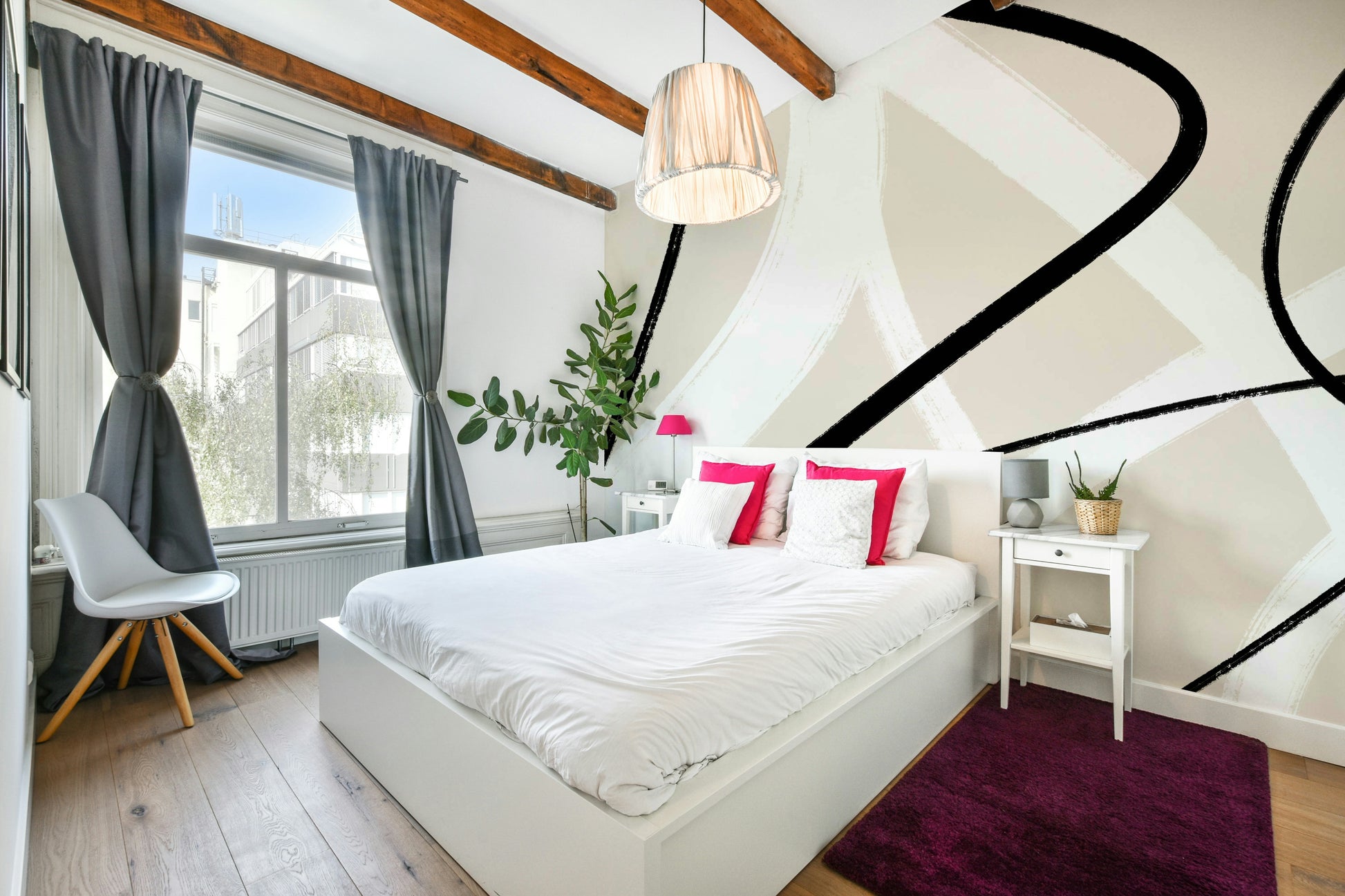 A contemplative minimalist design wallpaper mural for a feature wall.

