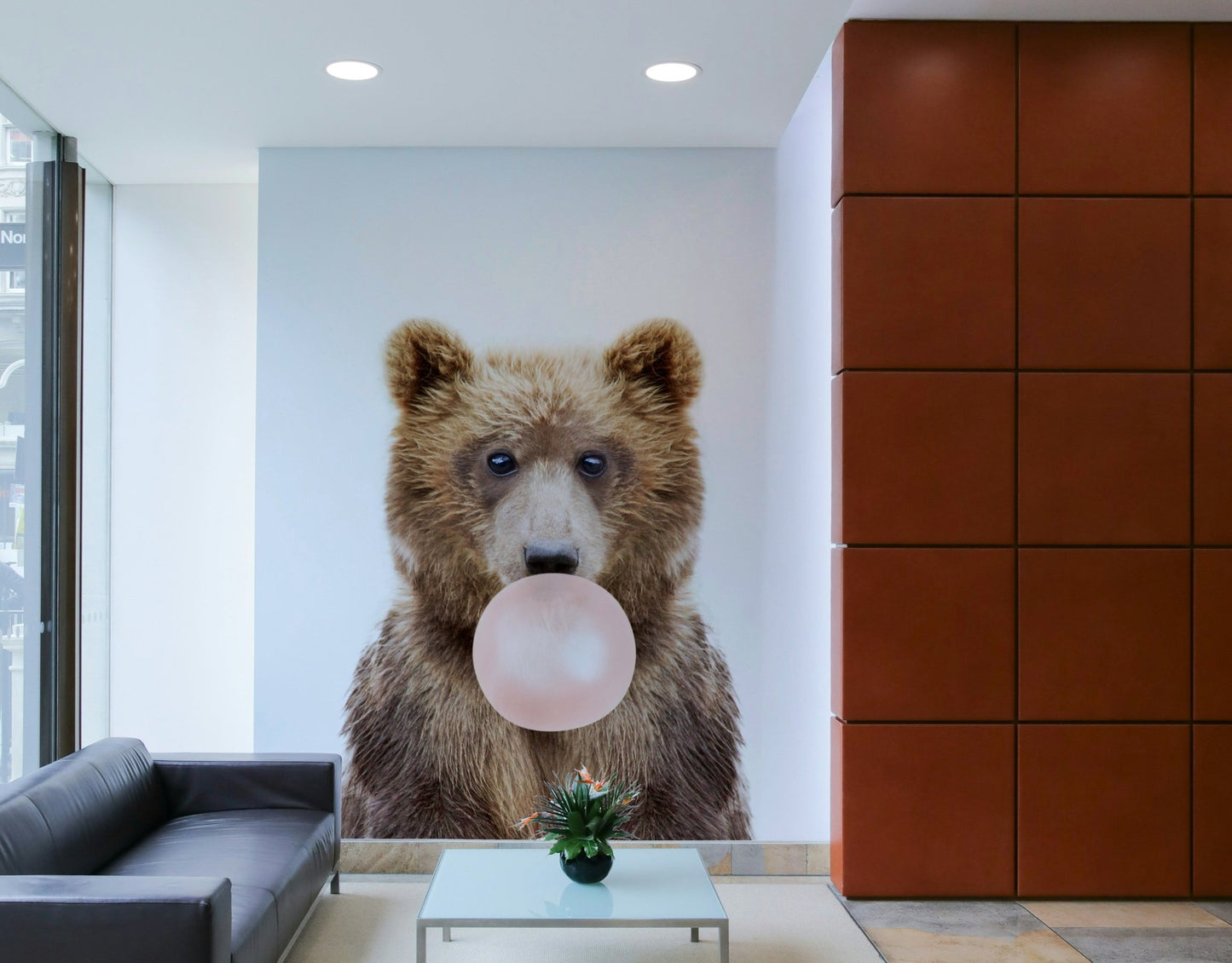 Colorful bubble gum bear wall art for a child's space.

