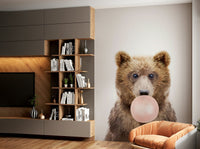 Child-friendly bubble gum bear mural for joyful rooms.

