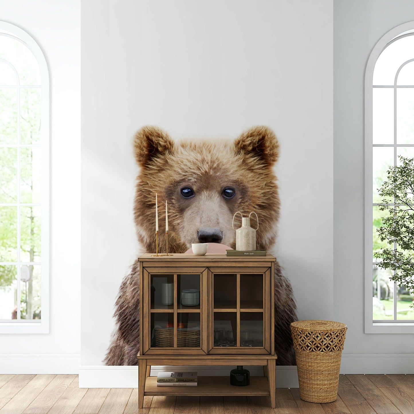 Bright and cheerful bubble gum bear mural for nurseries.

