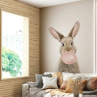 Colorful bunny wall mural with a bubble gum twist.

