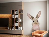 Cartoon-style bunny mural with bubble gum for walls.

