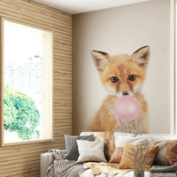 Kid-friendly Bubble Gum Fox mural for wall design

