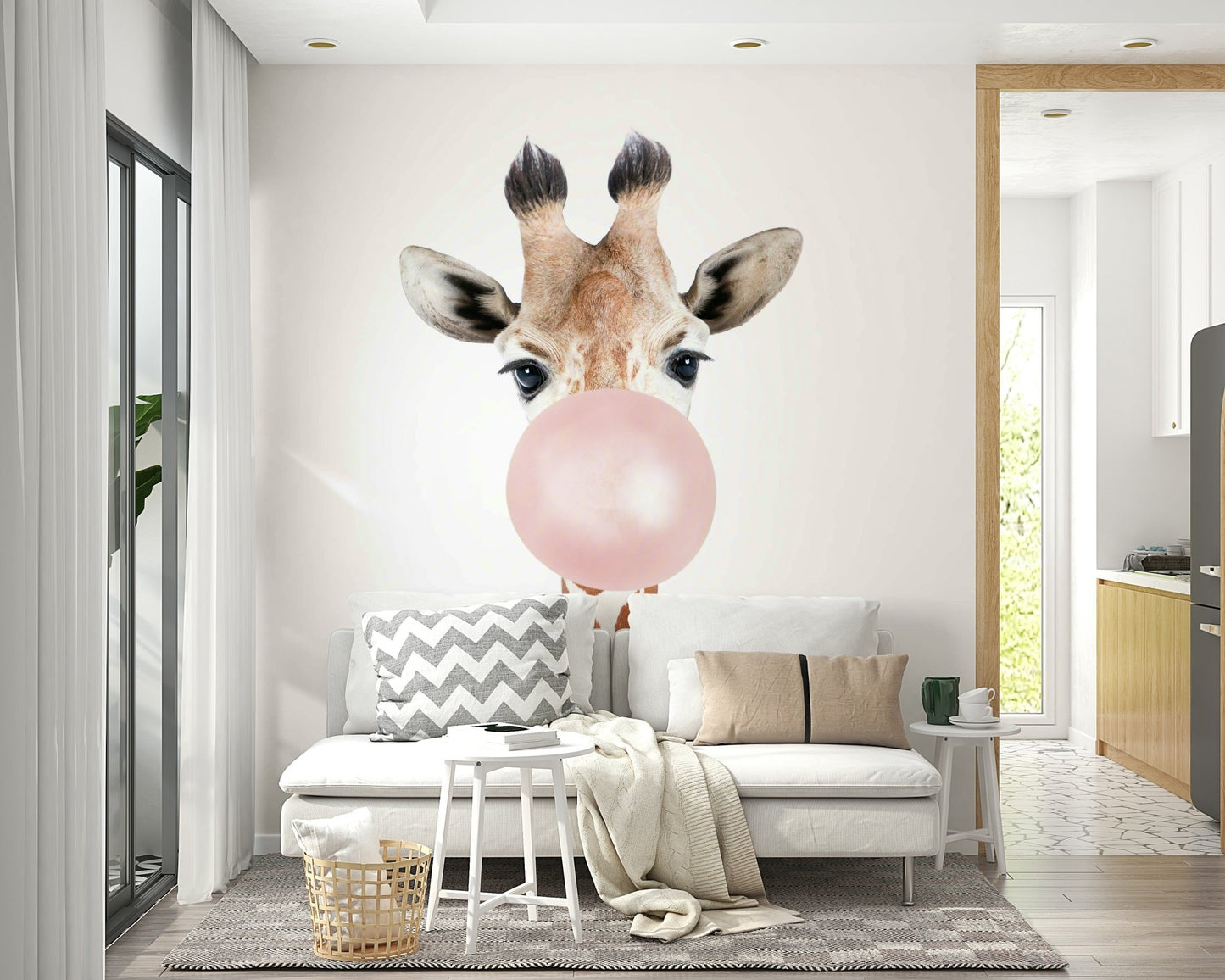 Cute giraffe design with bubble gum elements

