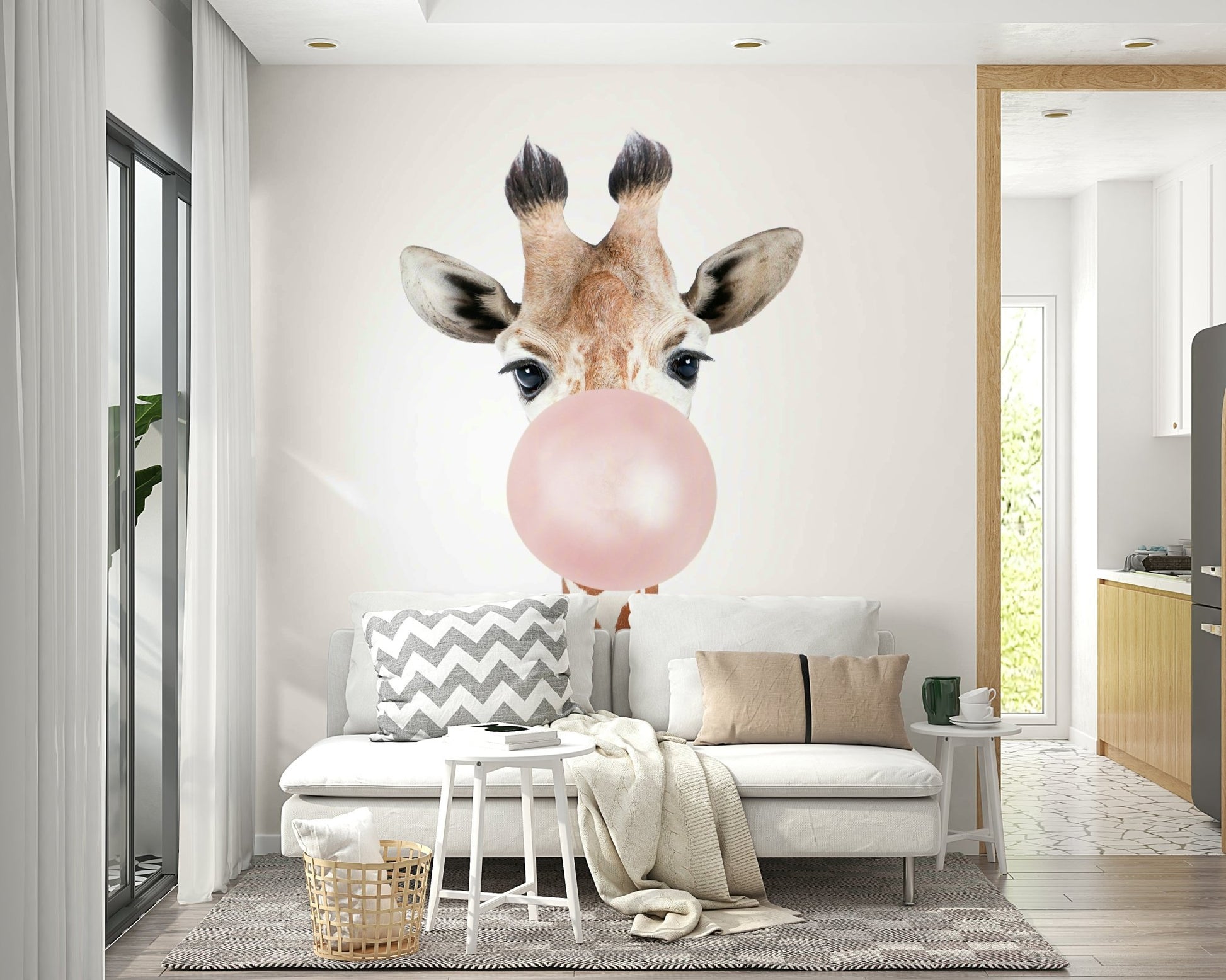 Cute giraffe design with bubble gum elements

