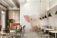 Fun and vibrant Bubble Gum Piglet Wall Mural

