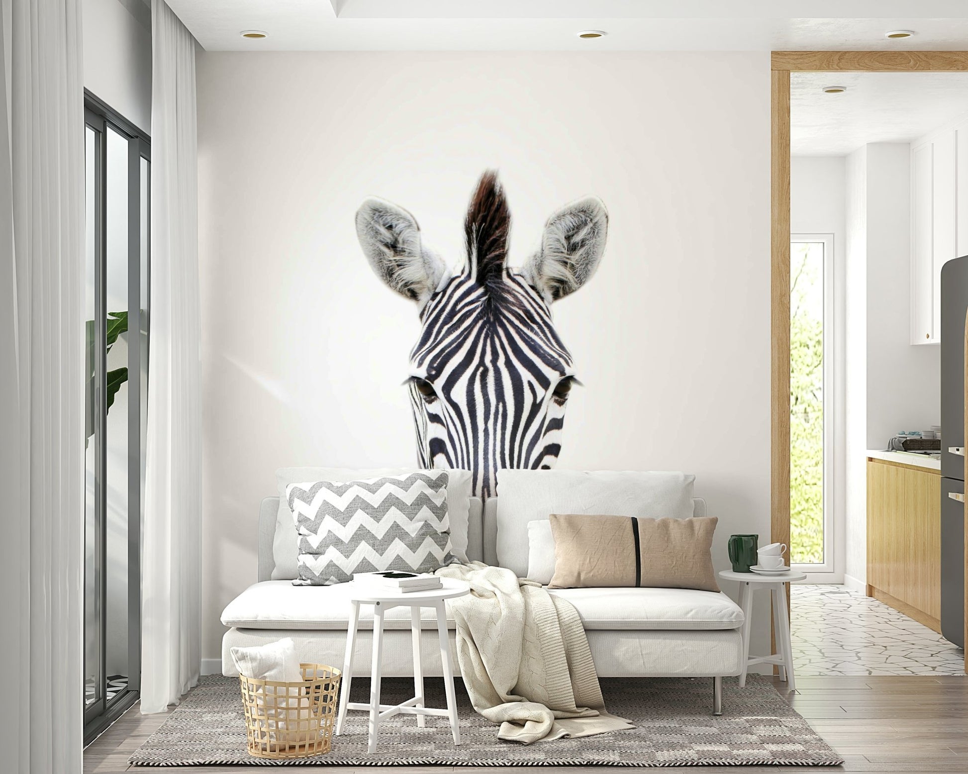 Trendy zebra mural with bubble gum style print.

