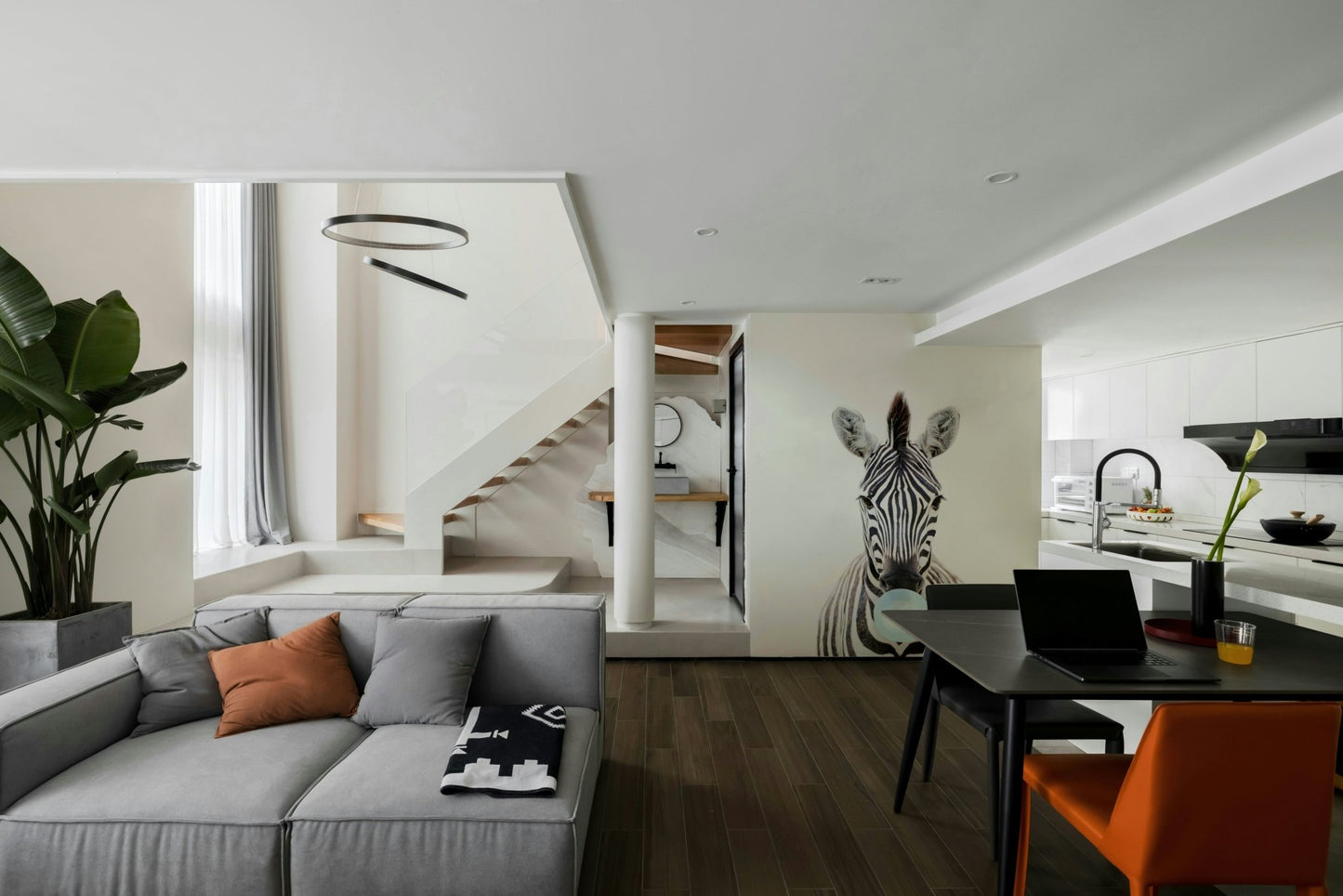 Bright and fun zebra with bubble gum wall art design.

