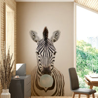 Modern bubble gum zebra mural for a bold wall look.

