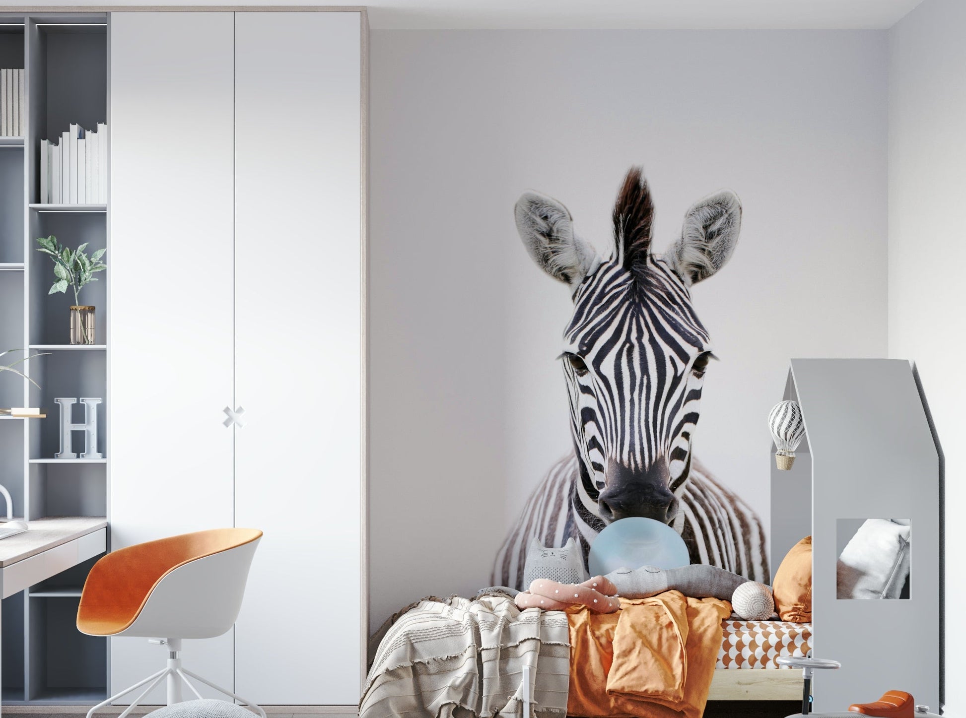Bold and creative zebra bubble gum mural for kids rooms.

