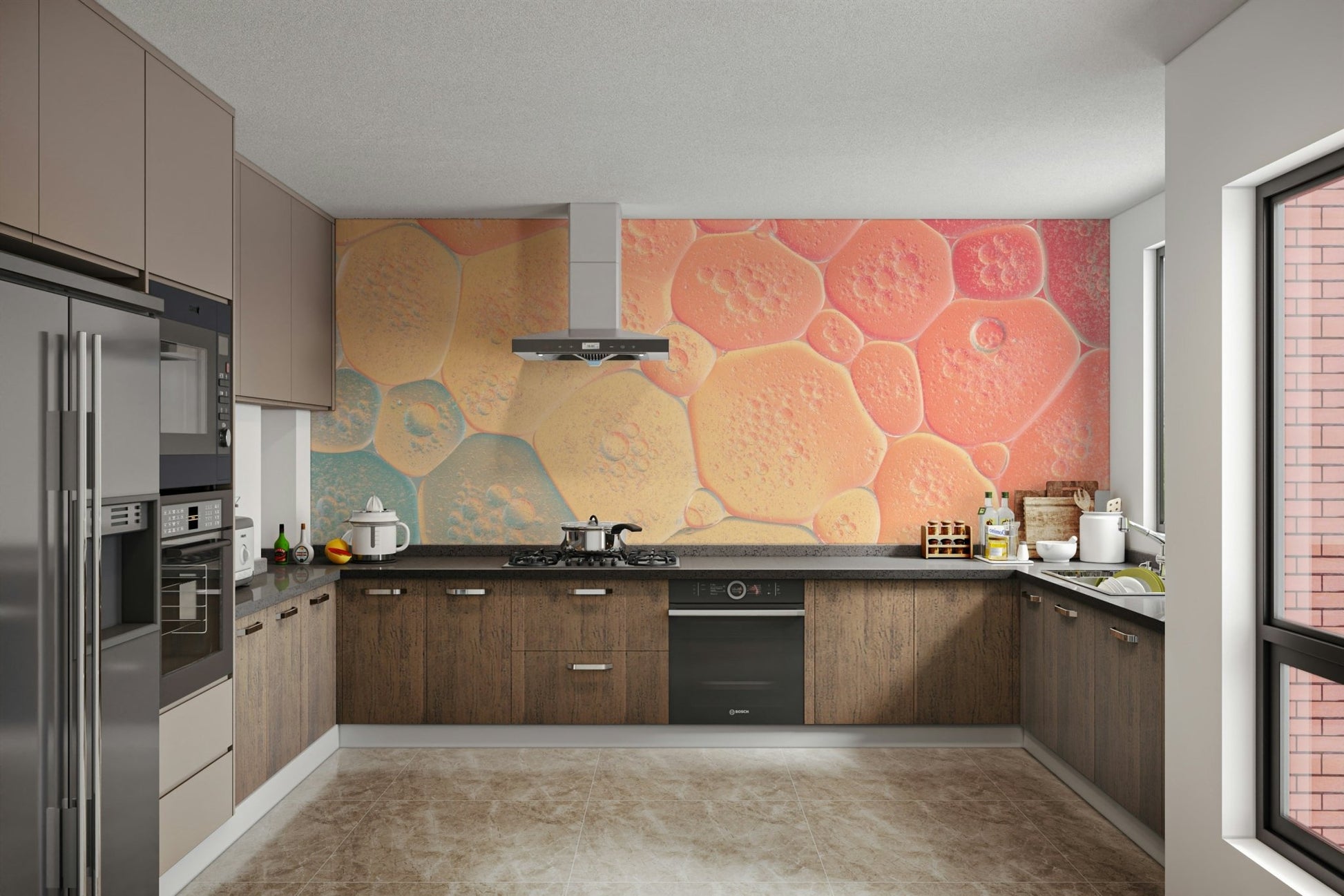 Spectrum bubble wall mural for kids’ space

