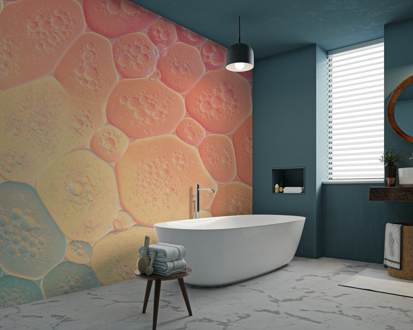 Colorful bubble spectrum wall mural design

