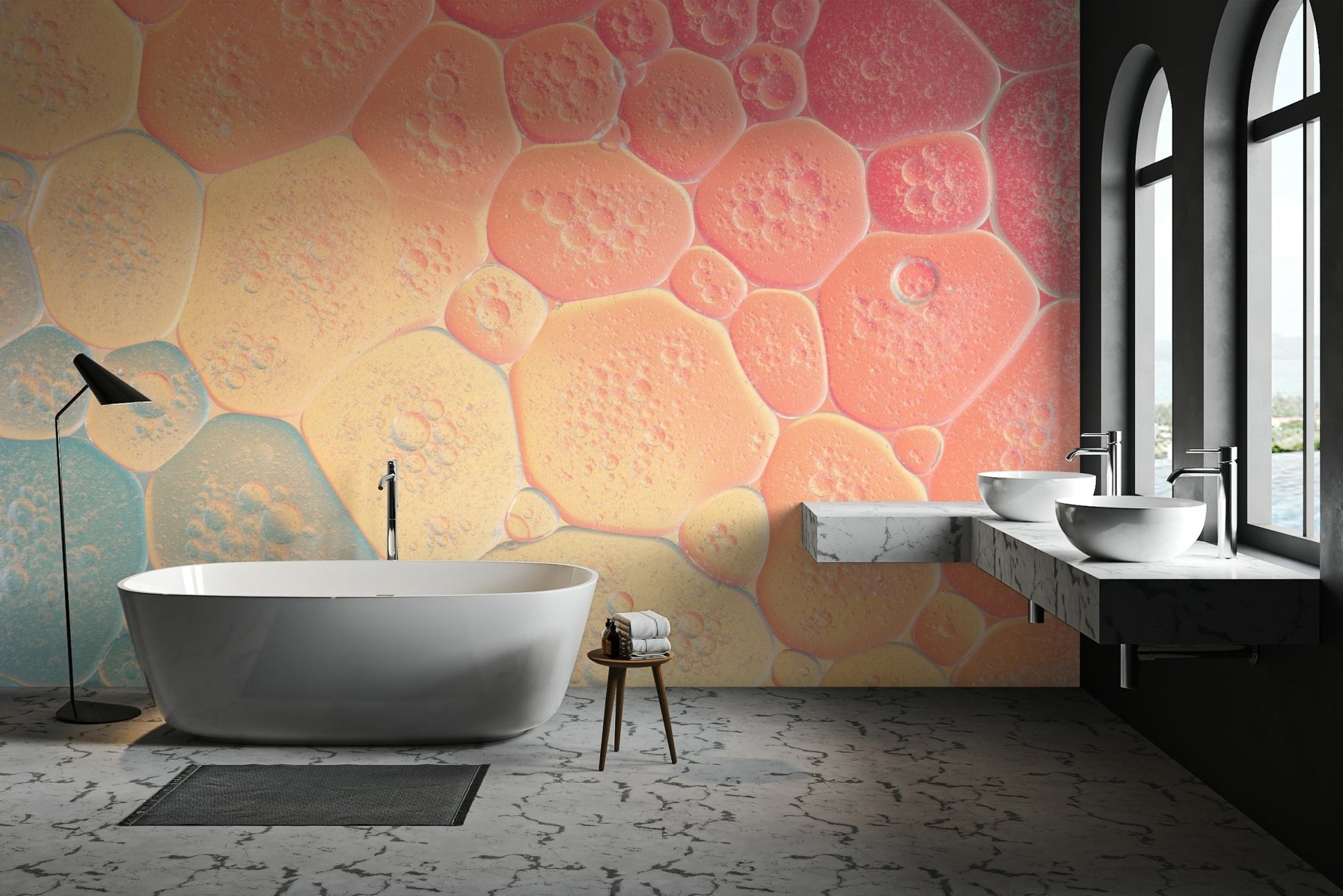 Vibrant bubble mural for playful interiors

