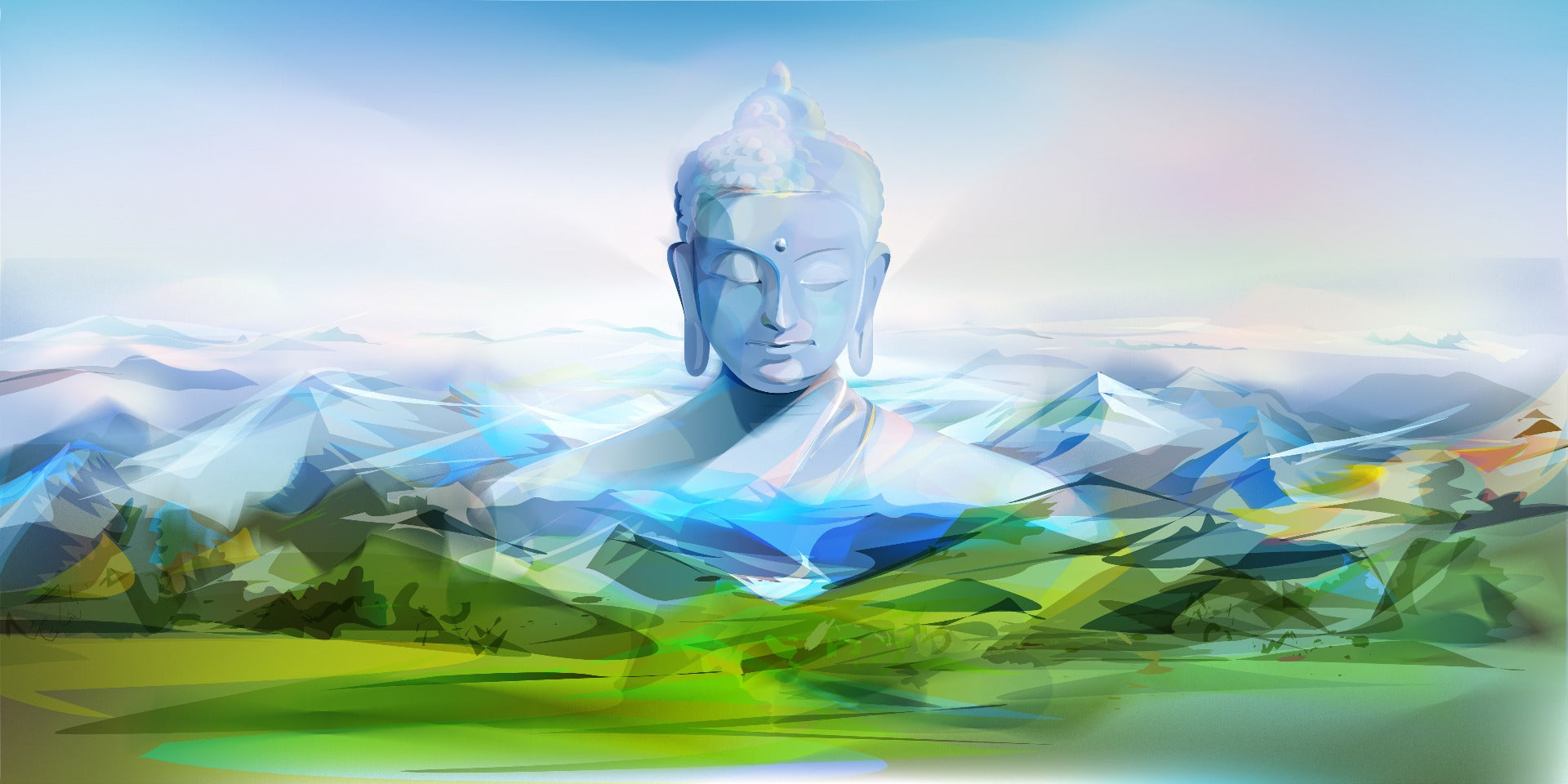 Calming Buddha Mountain Wallpaper Mural