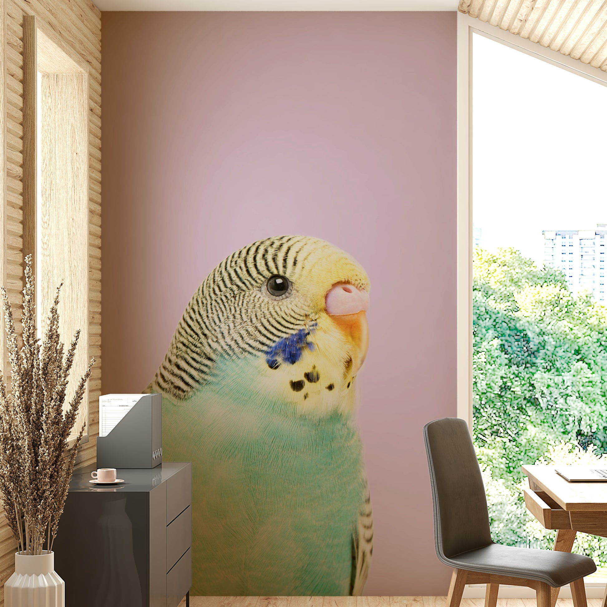 Vibrant bird-themed mural wallpaper for room

