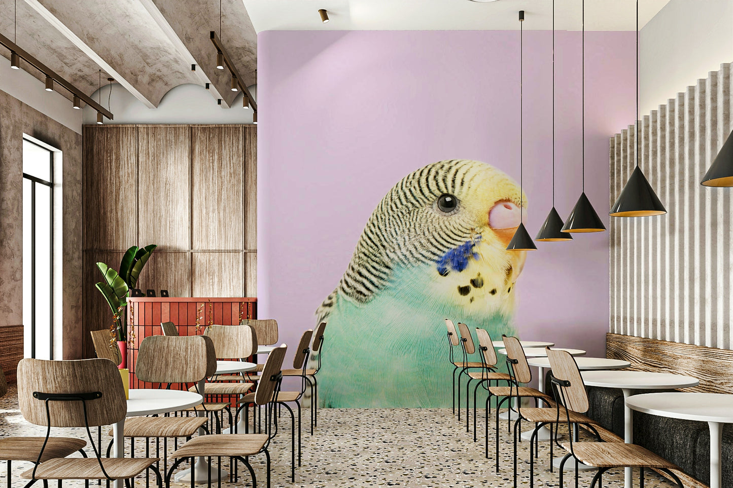 Mural wallpaper featuring nature and bird design

