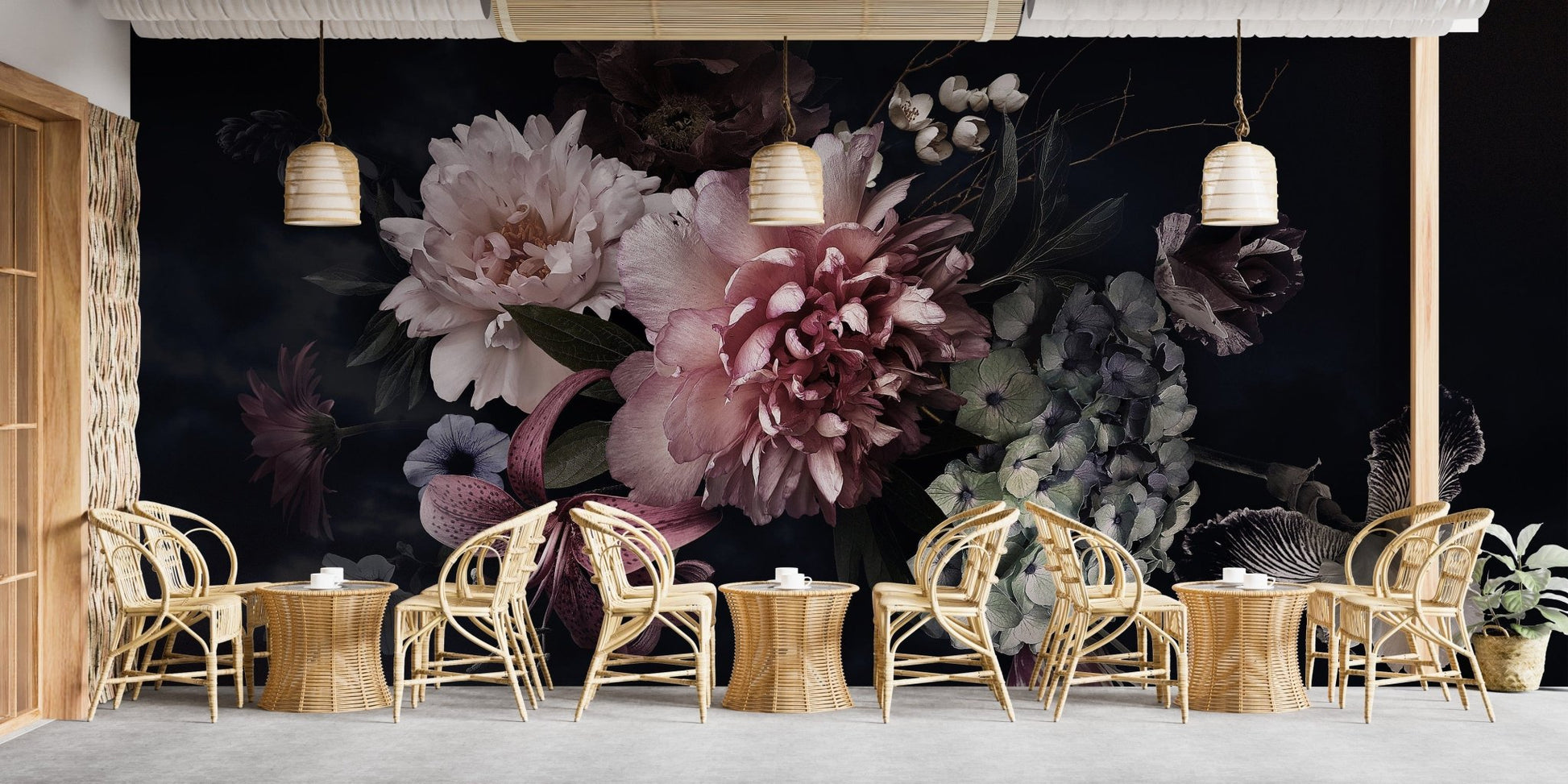 Bunch of vintage flowers wallpaper design