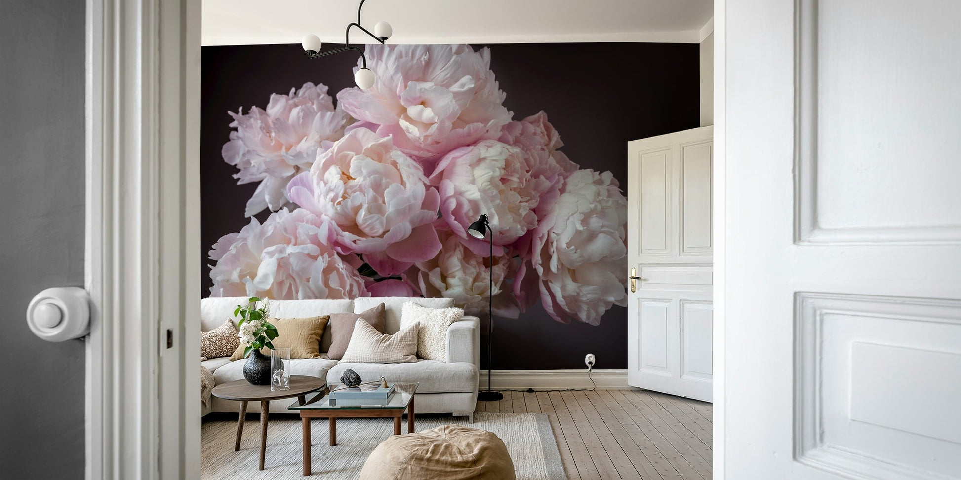 Soft shades of pale pink and creamy white petals.

