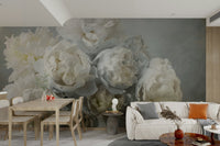 Serene peony bunch on grey background

