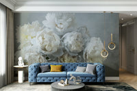 Elegant white peonies wallpaper for walls

