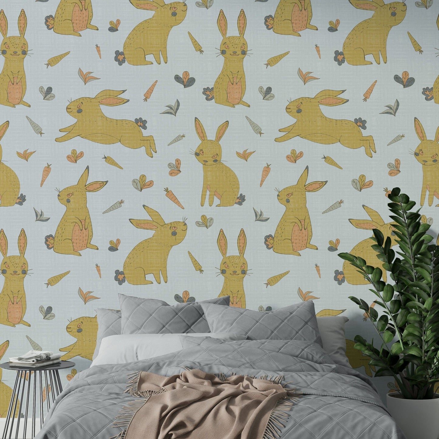 Cozy bunny wallpaper texture for interiors

