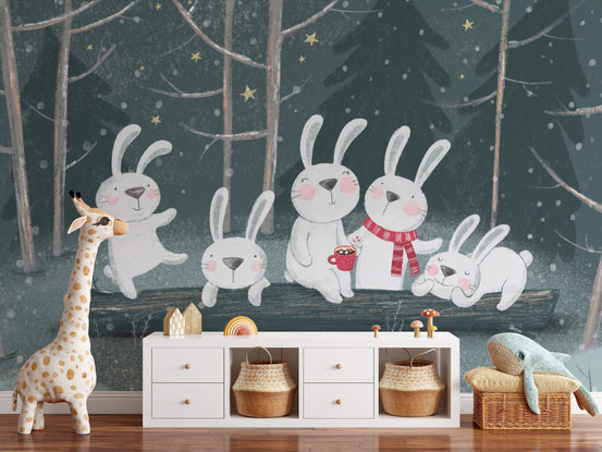 Whimsical bunny mural for nighttime charm C169
