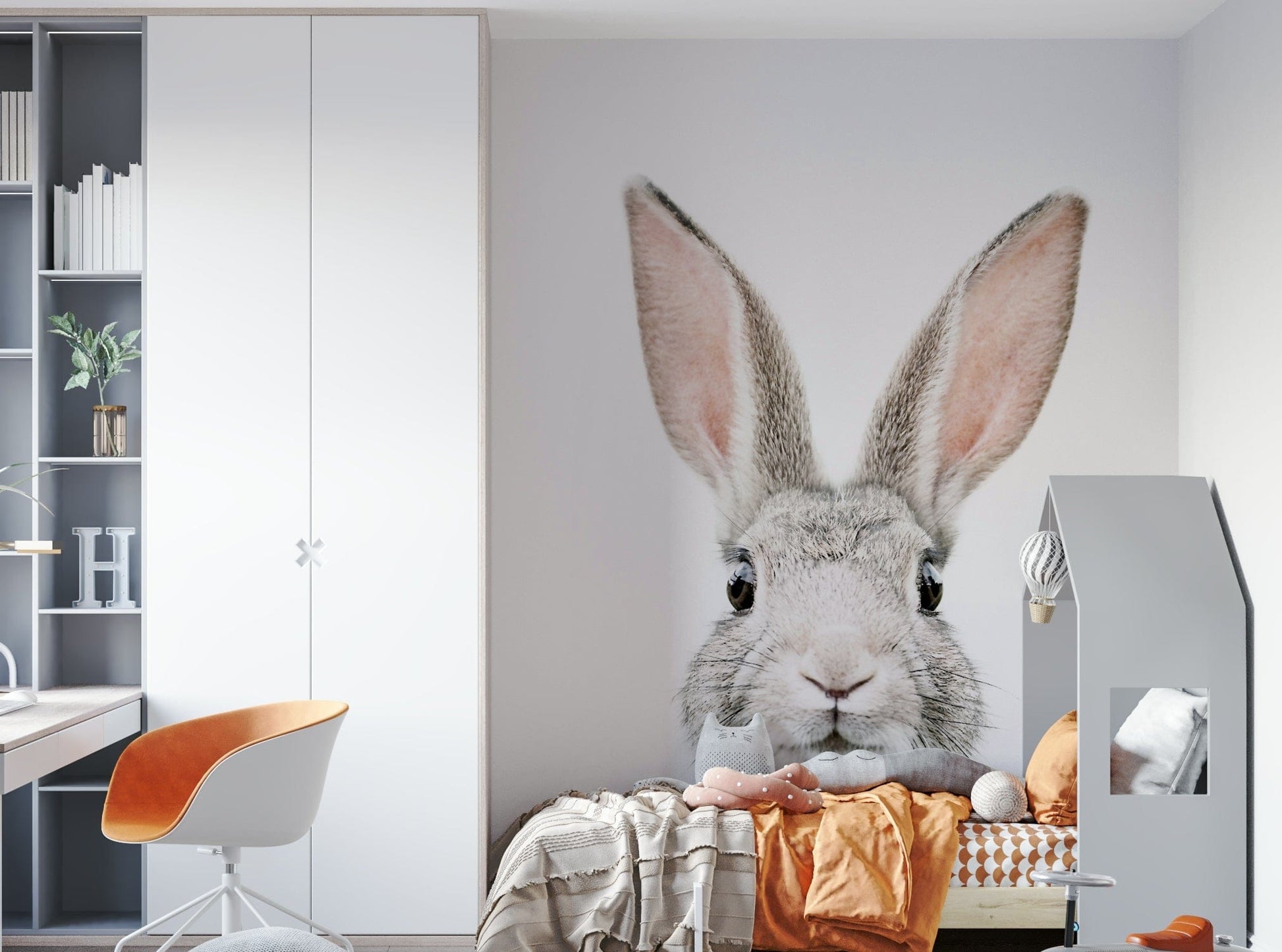 Fluffy rabbit art for wall mural GD296

