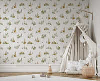 Bunny garden nursery wallpaper design
